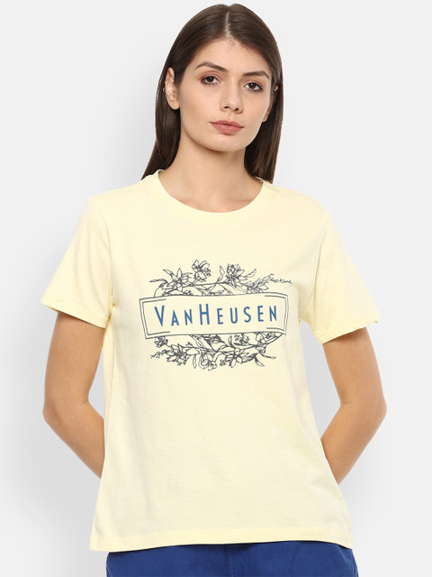 

Van Heusen Woman Yellow Printed Regular Top