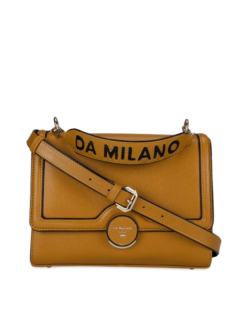 

Da Milano Mustard Textured Leather Structured Sling Bag