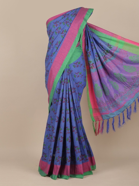 

Pothys Blue & Pink Floral Saree