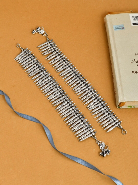 

Silvermerc Designs Set of 2 Oxidised Silver-Plated Anklets