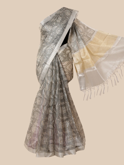 

Pothys Grey Floral Zari Tissue Saree