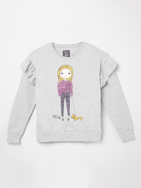 

max Girls Grey Printed Sweatshirt