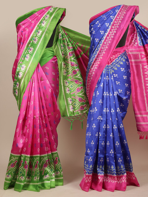 

Pothys Magenta & Blue Ethnic Motifs Jute Silk Saree