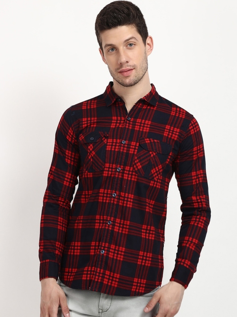 

V2 Value & Variety Men Red & Navy Blue Checked Cotton Casual Shirt