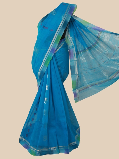 

Pothys Blue Woven Design Zari Pure Silk Kanjeevaram Saree