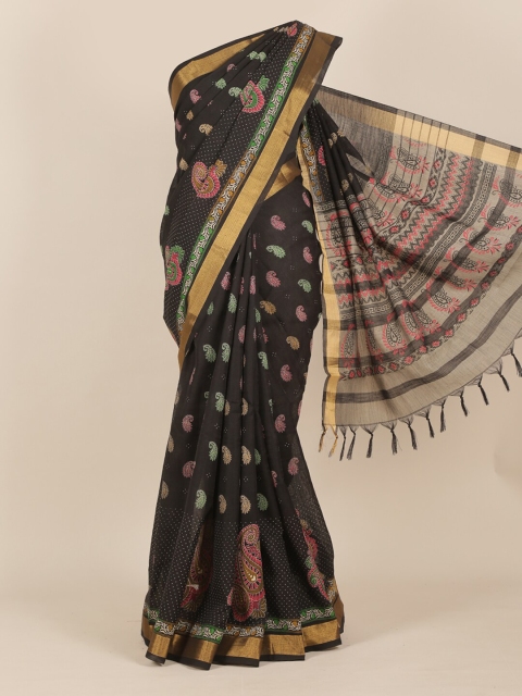 

Pothys Black Paisley Zari Saree