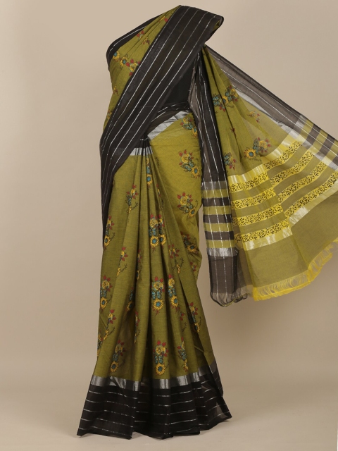 

Pothys Green & Black Floral Zari Saree