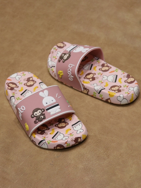 

FEETWELL SHOES Unisex Kids Pink & Brown Printed Croslite Sliders