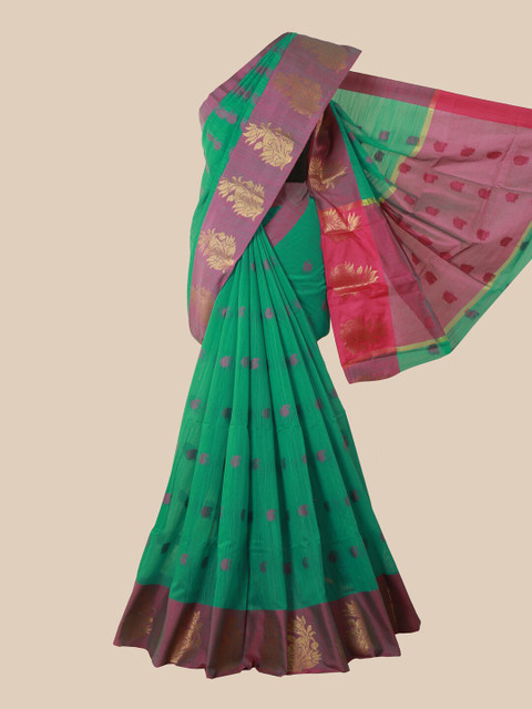 

Pothys Green & Purple Paisley Zari Saree