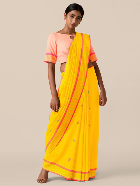 

Taneira Yellow & Pink Pure Cotton Taant Saree