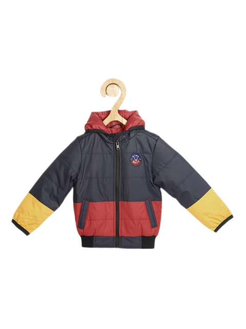 

Allen Solly Junior Boys Navy Blue Red Colourblocked Padded Jacket