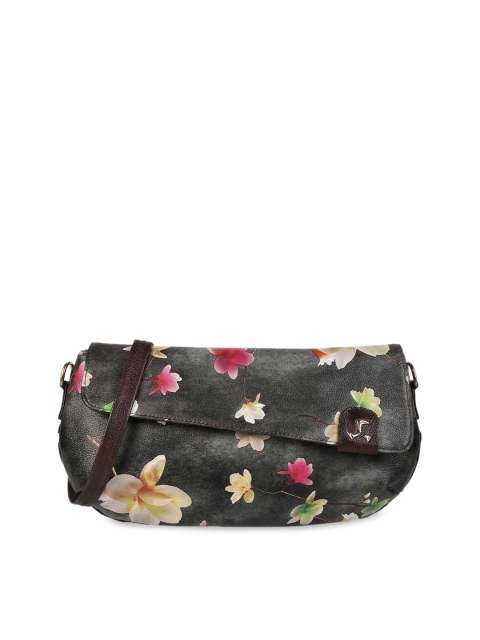 

Mochi Black Floral Printed PU Structured Sling Bag