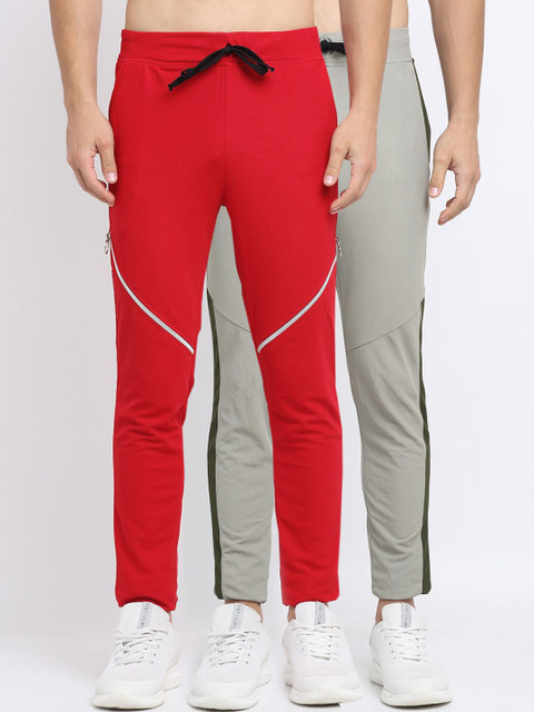 

NEUDIS Men Pack Of 2 Solid Slim-Fit Track Pants, Olive
