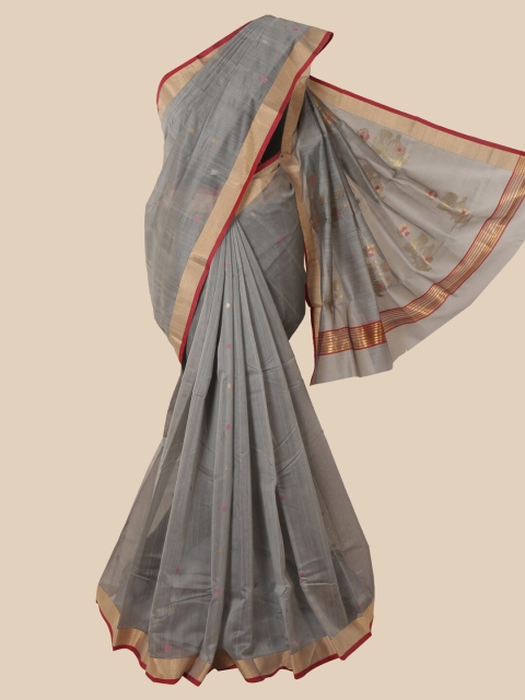 

Pothys Grey Zari Pure Silk Maheshwari Saree