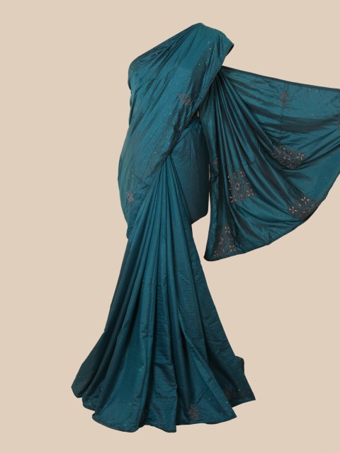

Pothys Blue & Pink Embellished Art Silk Saree