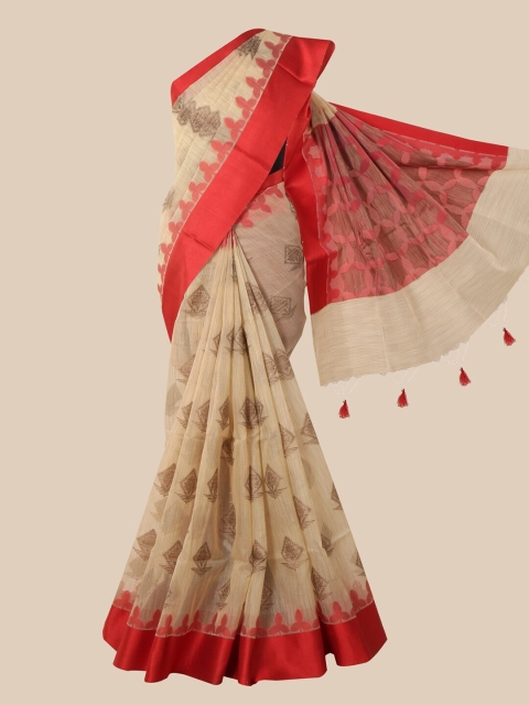 

Pothys Cream Ethnic Motifs Saree