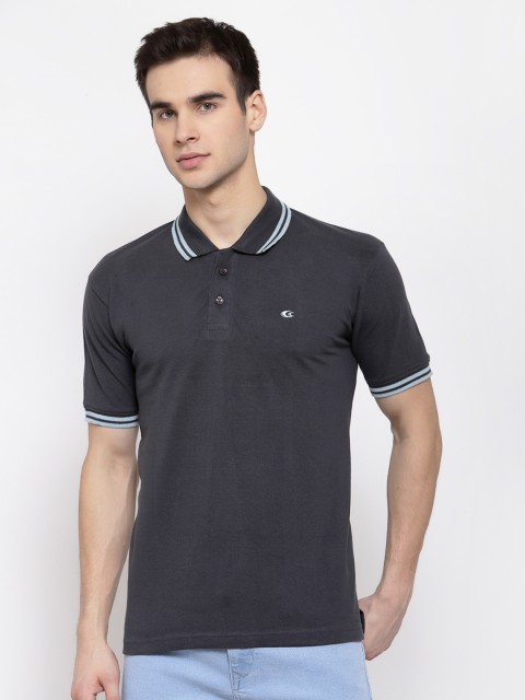 

Allen Cooper Men Grey Polo Collar T-shirt