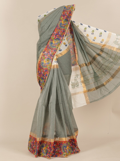 

Pothys Green Solid Saree
