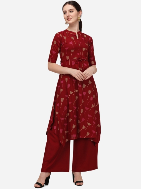 

Florence Women Maroon Floral Kurti with Palazzos