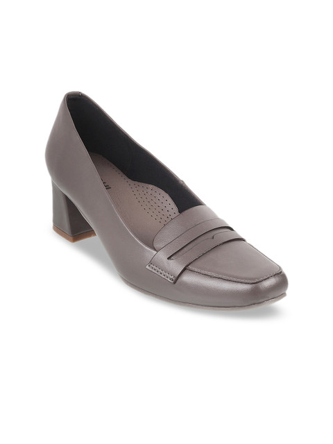 

Mochi Women Grey Solid Block Pumps