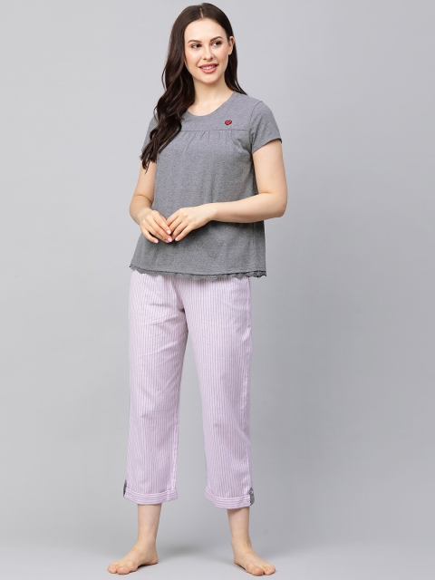 

Chemistry Women Grey & Purple Night suit