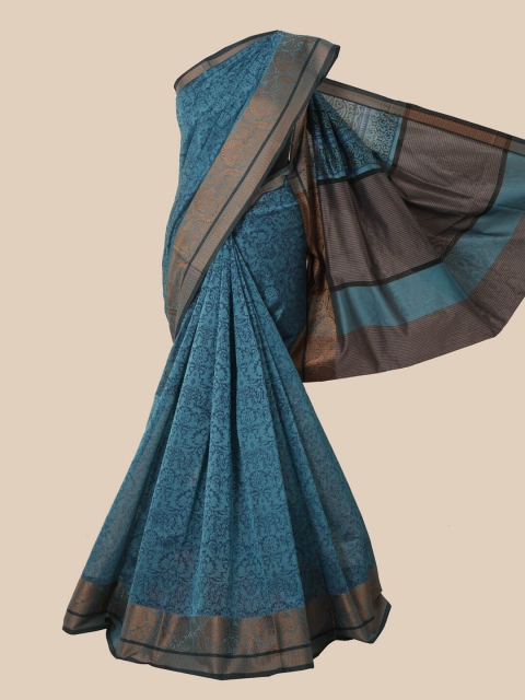

Pothys Blue Ethnic Motifs Chanderi Saree