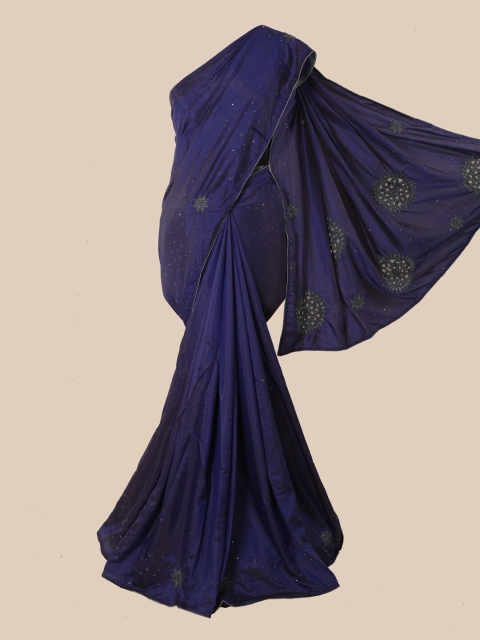 

Pothys Blue & Grey Embellished Art Silk Saree
