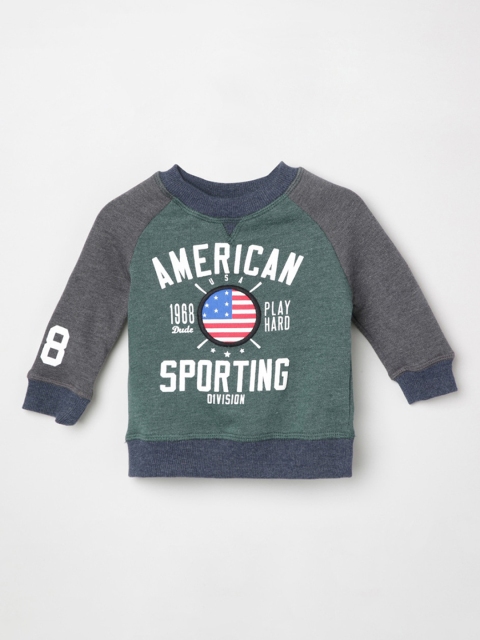 

max Boys Green Printed Sweatshirt