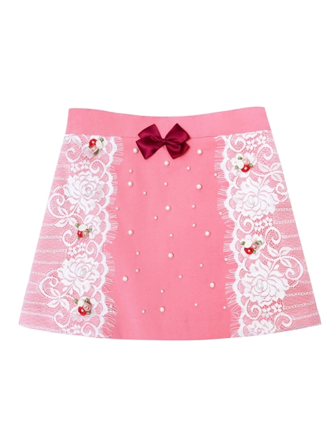 

Daffodils GIRLS WEAR Girls Pink & White Solid A-Line Knee-Length Straight Skirt