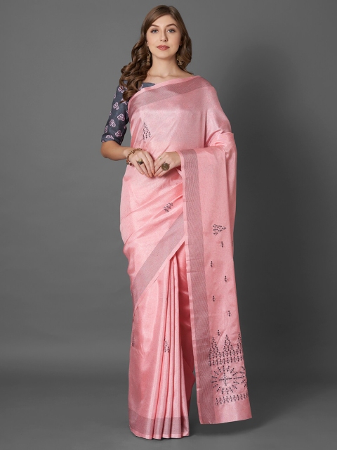 

Mitera Pink & Grey Warli Silk Blend Saree