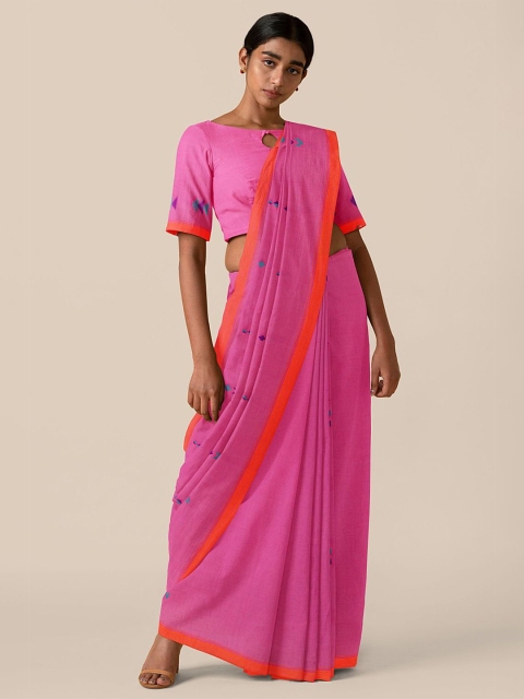 

Taneira Pink Woven Design Pure Cotton Taant Saree
