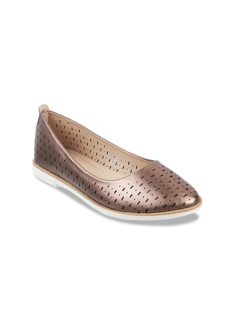

WALKWAY Women Brown Textured Ballerinas with Laser Cuts Flats