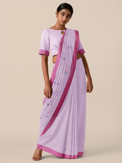

Taneira Lavender & Mauve Woven Design Pure Cotton Taant Saree