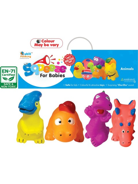 

ITOYS Kids Set Of 4 Wild Animals Squeeze Baby Bath Toy, Yellow