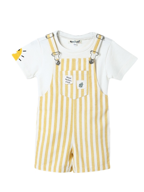 

Nauti Nati Boys Yellow Striped Dungaree with T-Shirt