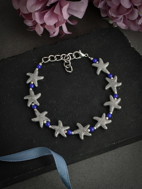

Silvermerc Designs Silver-Plated & Blue Beaded Handcrafted Starfish Anklet