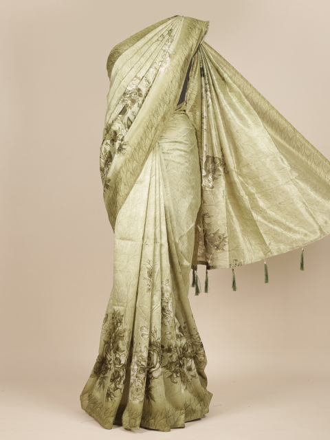

Pothys Green Floral Cotton Blend Saree