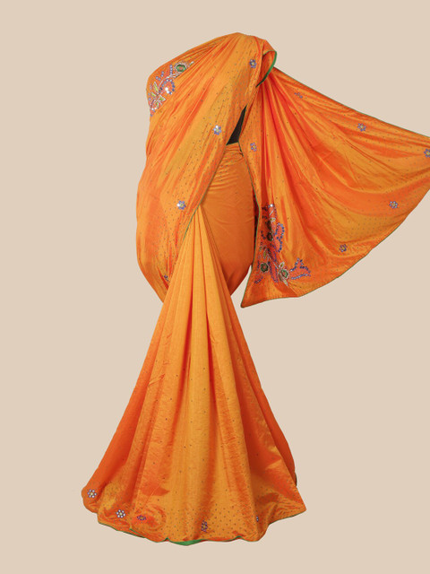 

Pothys Orange Embellished Art Silk Saree