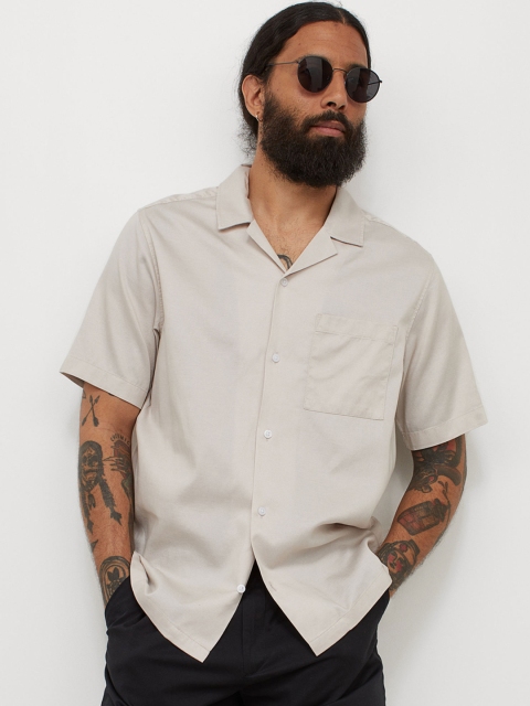 

H&M Men Off White Casual Shirt