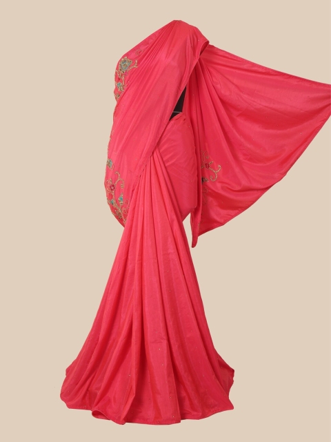 

Pothys Pink Floral Embroidered Art Silk Saree