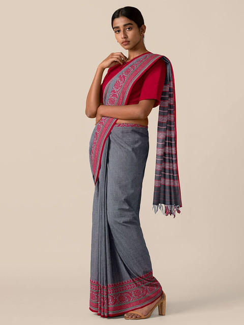 

Taneira Grey & Red Pure Cotton Saree