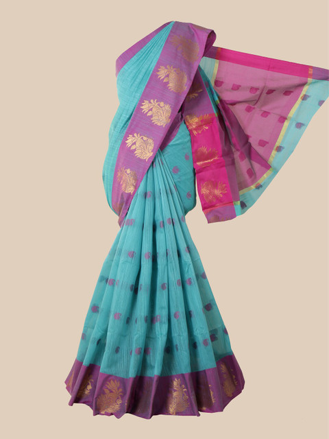 

Pothys Blue & Pink Ethnic Motifs Printed Saree