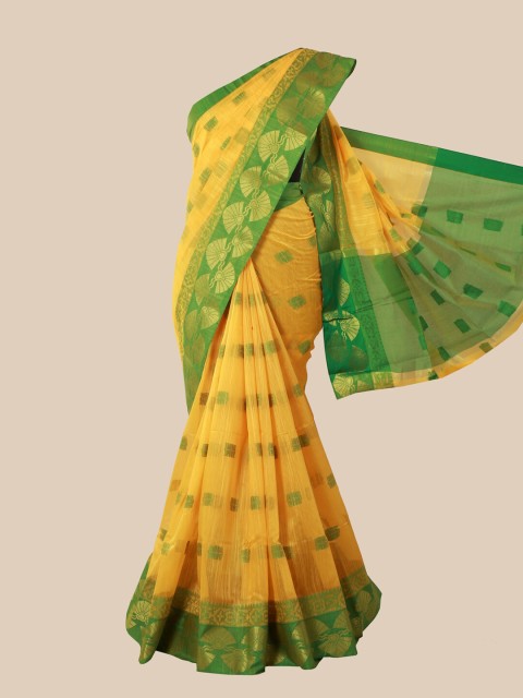 

Pothys Yellow & Green Ethnic Motifs Saree