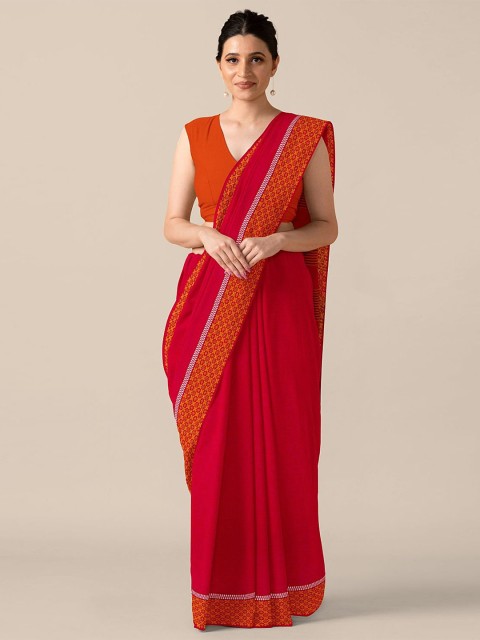 

Taneira Red & Orange Pure Cotton Saree
