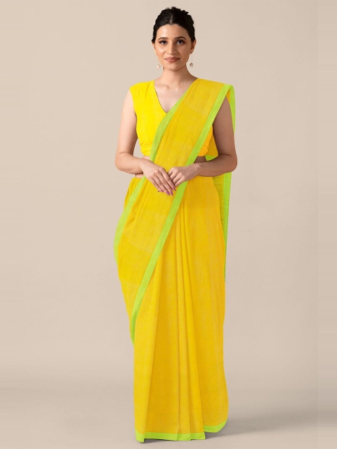 

Taneira Yellow & Green Pure Cotton Taant Saree