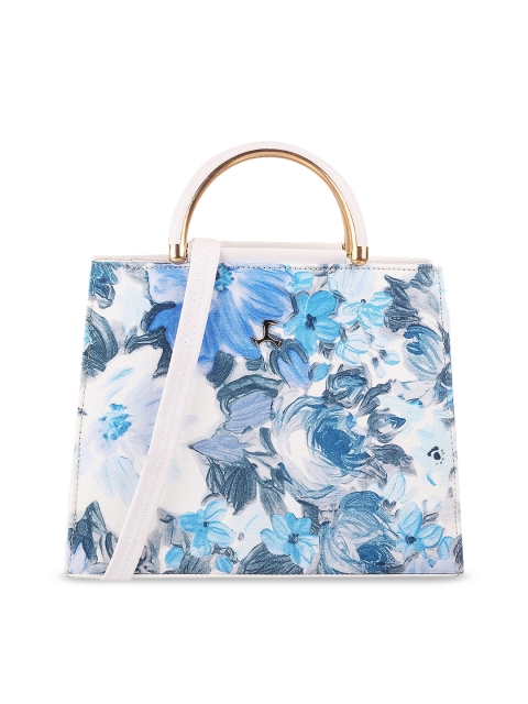 

Mochi White Floral Printed PU Structured Handheld Bag