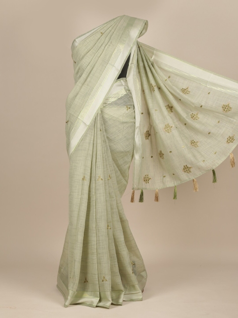 

Pothys Green Floral Pure Cotton Saree With Tasseled Pallu
