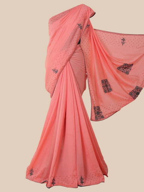 

Pothys Pink & Black Embellished Art Silk Saree