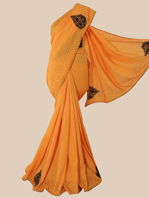 

Pothys Mustard & Black Art Silk Saree With Embellished Border