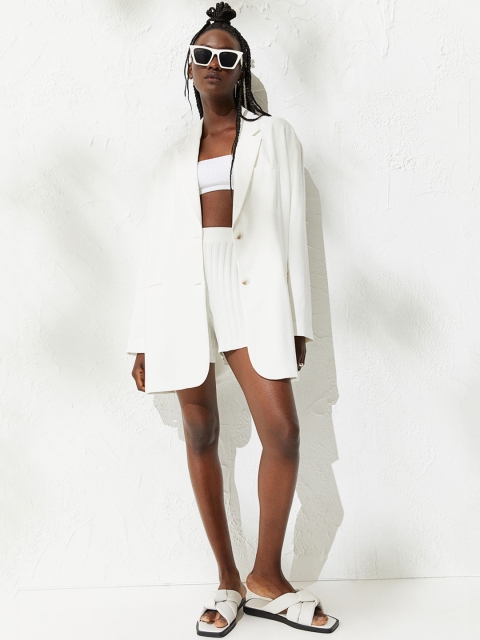 

H&M Women White Solid Oversized Jacket